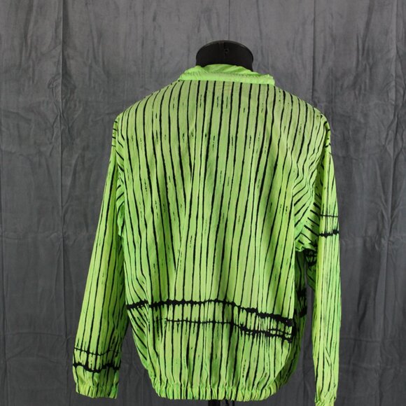 Vintage Gotcha Windbreaker - Neon Green Stiped - Men's Medium - Picture 5 of 7
